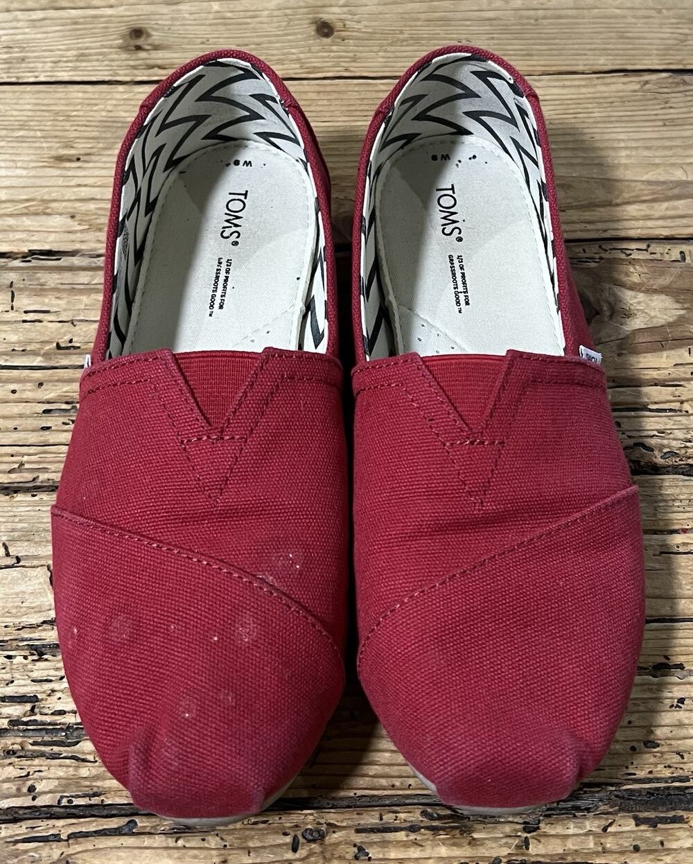 TOMS Women’s Size 9 Red Alpargata Recycled Cotton Canvas Slip Ons